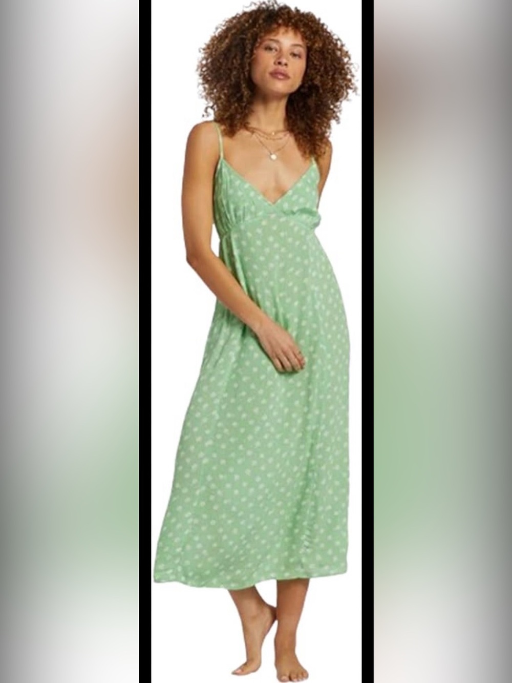 Billabong Summer Shine Midi Dress - pale green and white.